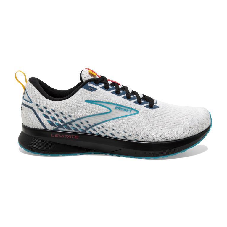 Brooks Levitate 5 Road Running Shoes - Men's - White/BlueBird/Black (17289-WZPH)